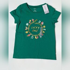 Carter's Vibrant Green Tee with Lucky One Graphic